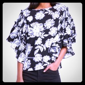 Who What Wear Ruffled Sleeves Top